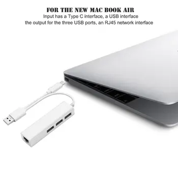USB-C-HUB 1000Mbps 3 liidest, USB 3.0-Tüüp C-HUB USB Rj45 Gigabit Ethernet Adapter sobib MacBook Sülearvuti Tarvikud