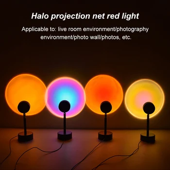 USB-Vikerkaar Sunset Red Projektor Led Night Light Sun Projektsioon laualamp eest Magamistuba Baari Kohvi Poe Seina Kaunistamiseks Valgustus