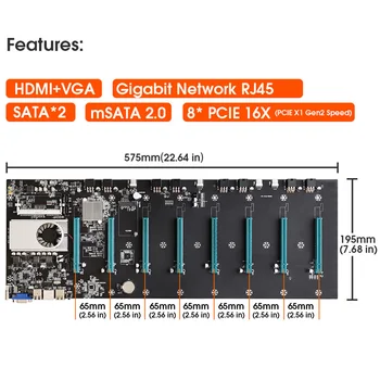 Uue BTC-S37 Kaevandamine Masina Emaplaadi 8 PCIE 16X Graafik Kaardi SODIMM DDR3 SATA3.0 Toetada VGA + HDMI-Ühilduva
