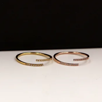Uus Disain 1mm Laiad Avad Inkrusteeritud Koos 16 Tsirkoon Ringi Naiste Top Kvaliteediga Titaan Terasest Armastavad Ehteid abielusõrmus R703