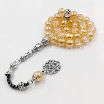 Uus Kollane Kristall tasbih misbaha 33 roosipärja pärlitega käevõru moslemite Eid Adha kingitus aksessuaar käsi islami türgi mood ehteid
