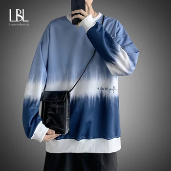 Uus Mõõdus Meeste Lipsu Värvi Hupparit 2021 Kevadel Segast Pullover Mens Streetwear Hip-Hop Sviitrid Mees Korea Fashion Hupparit