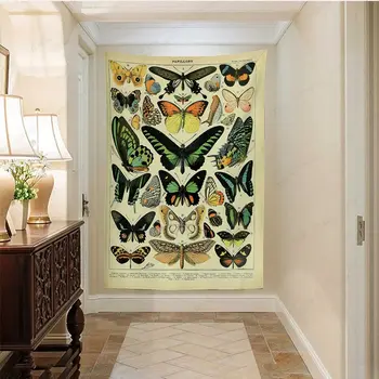 Vaip Seina Riputamise Decor Magamistuba, elutuba ja Vintage Taime Atlase Puu-Lille Papilio Maagi Illustratsioon Kunst Seina Kaunistamiseks
