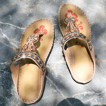 Varbavahed Naiste sandaalid Retro Slaidid Suve sandaalid Tikandid Bohemian Kiilud Massaaž Daamid sandaalid Non-slip Resorts sandaalid