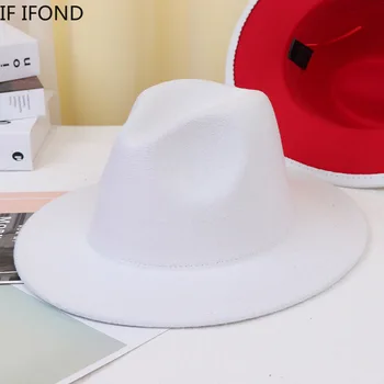 Villast Vilt Jazz Fedora Mütsid Vintage Unisex Must Roosiline Segast Lai Nokk Panama Poole Huopahattu müts 2020 Uus