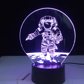Värve Muutke 3D-d. Astronaut Öö Lamp LED Illusioon Visuaalne Öö Valguses Lapsed Magamistuba Teenetemärgi Magab Lamp Parimad Lapsed Kingitus