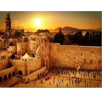 Wailing Wall Iisraeli Jeruusalemma 5D Diy Diamond Maali ristpistes Komplektid Tikandid Täis Square Puurida Pulm DecorationZP-4300