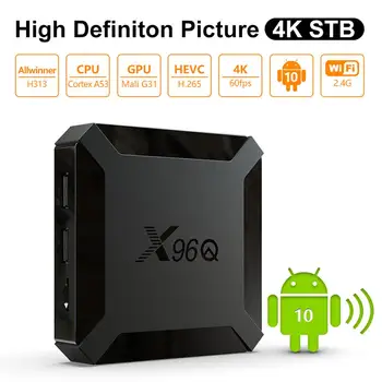 X96Q Android 10.0 Smart TV BOX 2GB 16GB Allwinner H313 Quad Core 4K Mini Set top kiire tv box 2.4 G Wifi Youtube ' i pk X96