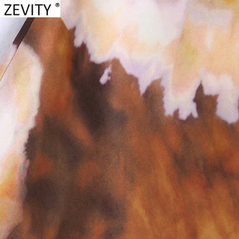Zevity Naiste Vintage Pits Segast Õie Tie Dye Printimiseks Line Seelik Faldas Mujer Naine Küljel Tõmblukk Vabaaja Midi Seelik QUN805