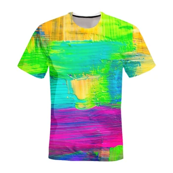 Õlimaal Muster Tshirt 3D Trükkimine T-särk primavera Uute tulijate Meeste Lühikeste varrukatega Kiiresti Kuivav Riided Unisex T-särk