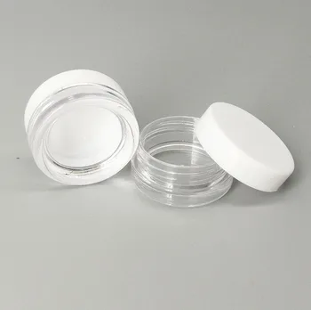 1000 tk/palju 3g läbipaistvast plastikust mini koor jar jar kosmeetika naha kreem proovinõusse musta valge kork