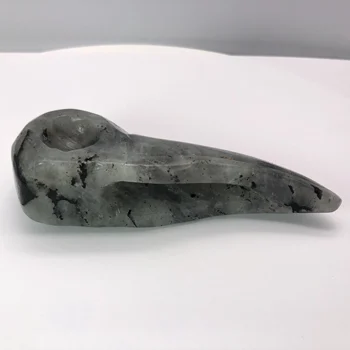 108mm Naturaalne Käsitsi nikerdatud Labrador Raven kolju mineraal kristall Lind, pea kuju Loomade статуэтки для интерьера