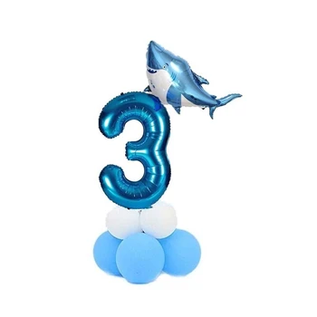 10tk/set Roosa Sinine Hai Number Foolium Lateks Õhupallid Lastele Sünnipäeva Teenetemärgi 1. Sünnipäeva Poiss, Tüdruk Decor Tarvikud