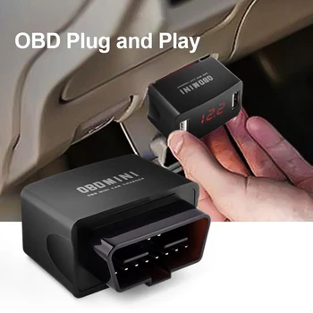 12V-24V OBD-MINI Sõidukite Dual USB-Pordi Laadija Pistikupesa Pinge Ekraan koos LED-Ekraan, ABS PC OBD-autolaadija