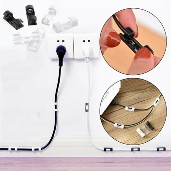16/20 PC Finisher Wire Clamp Self-adhesive Wire Organizer Cable Clip Buckle Clips Ties Fixer Fastener Holder Data Telephone Line