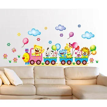 1tk Armas Värviline Loomade Rongi Seina Kleebised Lapsed Magamistuba, Kodu, Kaunistused Kleebised Art Decor