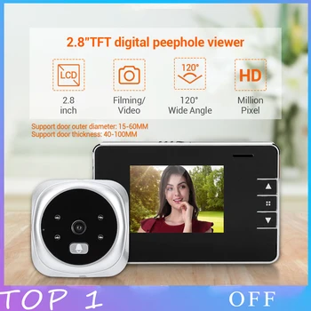 2.8 tolline Peephole HD video Uksekell Nurga Digitaalse peephole ukse DoorOutdoor Uksekell Video peephole Salvestatav Kaamera Silma Uks