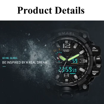 2021 SMAEL Kellad Meeste 50M Veekindel Kell, Äratus reloj hombre 1545D Dual Display Käekell Quartz Sõjalise Vaata Sport Uus
