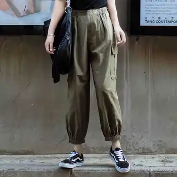2021 Suvel Uus Vaba Aja Veetmise Korea Lai Jalg Jalad Kõrge Vöökoht Püksid Püksid Naiste Harajuku Gooti Streetwear Sweatpants Boho Riided