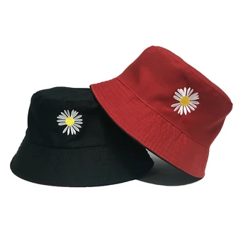 2021 Uus Karikakrad Flower Print Panama Kopp Mütsid Naistele Puuvill Pöörduv Kalapüügi Mütsid Meestele Hip-Hop Bob ühise Põllumajanduspoliitika Chapeau Femme