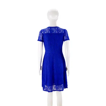2021 uus stiil Euroopa ja Ameerika mood elegantne pits õõnes lühike varrukas kaeluse ümber kleit sinine kvaliteetne kleit