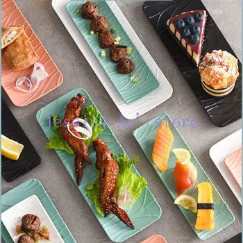 24cm 29cm Tahke Lühike Sushi Plaadid Ristküliku BBQ Plaadid Jaapani Sushi Roogasid Plastikust Suupiste Plaat Armas Magustoit Plaat