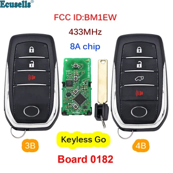 3/4 Nupud, Smart Keyless Go Serveri Võti 433MHZ 8A Kiip Toyota Hilux Fortuner FCC ID:BM1EW 0182 Juhatus