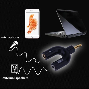 3,5 mm Splitter Stereo Plug U-kujuline Stereo Audio Mic & Kõrvaklappide Kõrvaklapid Splitter Adapterid mobiiltelefon, Tahvelarvuti MP3 Mängija