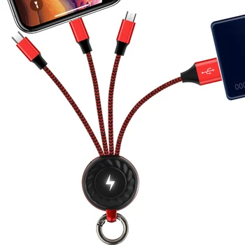 3 in 1 laadija Kaabel, Micro-USB Type C iPhone 12 11 Pro iOS-või Android-Nutitelefoni, mis Kiirgavad Võtmehoidja Andmete Line Tasuta Kiire Juhe