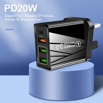 36W 4 Port Tüüp C, Kiire Laadimine 3.0 EU UK ja USA USB Laadija C Kiire Laadimine PD Mobiiltelefoni Laadija iphone Samsung Xiaomi