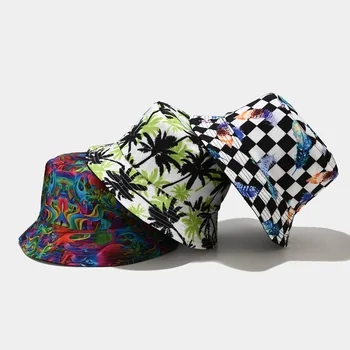 3D Värvi Taim Prindi Mehed Kopp Mütsid Kaks Pool Kanda Sunhat Naiste Väljas Travel Beach Mütsid Kalurite Mütsid Unisex Hip-Hop Naine Kork