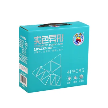 4 Pack Shengshou 3x3x3 Stickerless Peegel Püramiid Tetrahedron Megaminx Dodecahedron Mastermorphix Riis Matsakas Multi-Värvi Komplektid
