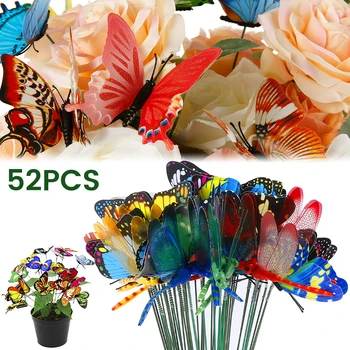 40 Liblikad+12Dragonflies Aed Õue Planter Värvikas Veidrad Liblikas Panused Väljas Decor lillepotid Teenetemärgi