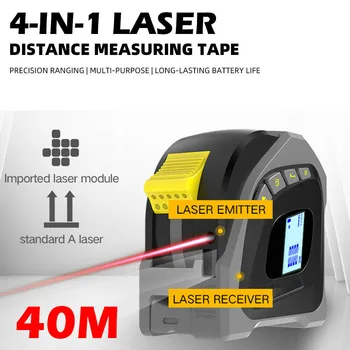 40M USB Laser Rangefinder Digitaalne mõõdulint Distance Meter 5M Kaasaskantav Ülestõstetav Lindi Valitseja Multi-function Mõõtmise Vahend