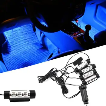 4x LED Sinised Tuled Auto Atmosfääri Kerge Laadimine sigaretisüütaja Auto Sisekujunduses Tuled Lamp 1 Meeter 4Leds