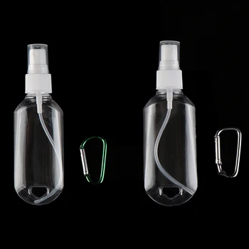 50/60ML Alkoholi Spray Pudel Läbipaistev käsihuuhde Pudel Tühi Pudel Emulsioon Kaasaskantav Konks Võtmerõngast Alam-Pudel Desinfitseerimine