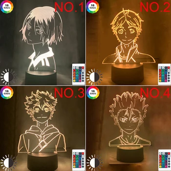 Anime Haikyuu Hinata Shoyo Sugawara Koushi Kageyama Tobio Joonis 3D-Öö Valgust Lamp, millel on Liikumisandur 3D Illusioon Kerge Kingitus
