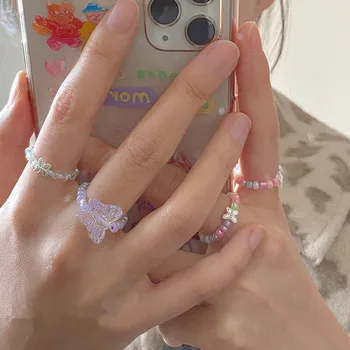 Armas Liblikas Rõngad, Naiste Ehted Tüdrukud Kingitus Candy Akrüül Helmed sõrmustes Harajuku Kwaii Korea Fashion Acceossries 2020