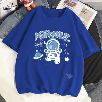 Astronaut Suvel Suvel T-särk Streetwear Harajuku Roosa Kawaii Jaapan Tops Ulzzang Naine Meeste Roheline Oranž Tshirts