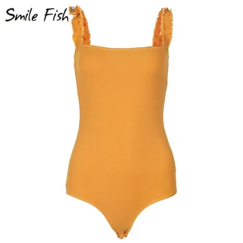 Bodysuits Seksikas Naiste Ujumistrikoo Vintage Ühes Tükis Ruffled Push Up Tahke Punane Naiste Ujumisriided Monokini Polsterdatud Ujumispüksid M0711