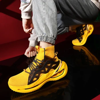 Chaussures zapatos Uus Tehnoloogia Vibu Ainus Tossud Sõidavad Kudumine Meeste Sokk Kingad High-Top Moe Casual Meeste Jalanõud Saabumist