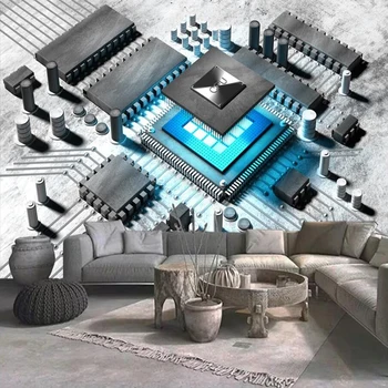 Custom, 3D Photo Tapeet Tehnoloogia tehisintellekti CPU Arvuti Circuit Board Plakat Seina Maali Seinamaaling elutoas