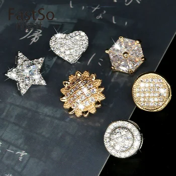 Diamond Rhinestone Kristall Ehted Tsirkoon Metall Kuld Särk Nupud Näputöö Riided Mini Väike Botone Riided Käsitöö