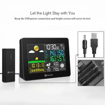 DIGOO DG-TH8868 LCD Color ilmajaamas Väljas Remote Sensor Termomeeter Niiskus Sunrise Sunset Kalender Kordus Kell