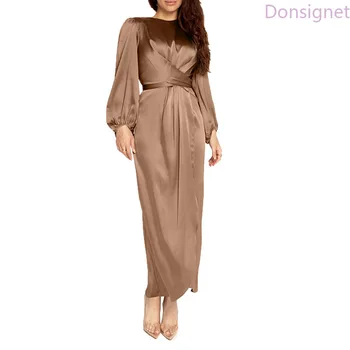 Donsignet Moslemi Naiste Kleit Moslemi Mood Abaya Dubai Abaya Türgi Pikk Elegantne Kleit Magus Satiin Plisseeritud