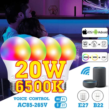 E27 Magic Smart LED Lamp Pirn Wifi Bluetooth /IR puldiga Juhitava AC85-265V Nightlight Tööd Alexa Google Assistent
