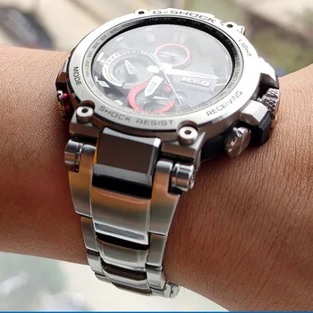 Eest Casio MTG-B1000 Seeria Roostevabast Terasest Watchband Metallist Mehe Äri rihm Watch Vöö Asendamine Hõbe-Must