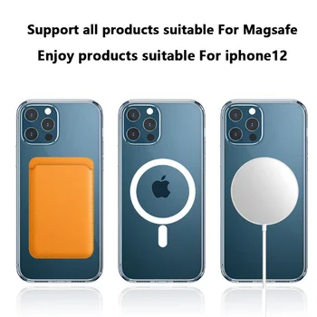 Eest magsafe Juhtmeta Laadija Magnetiline Läbipaistev Telefon Case For iPhone x-xr, xs 11 12 pro max 12mini Kristallselge Magnet Kate