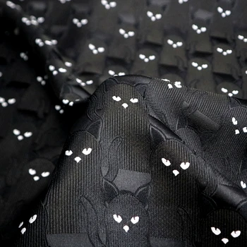 Elegantne must ja valge kass lõng värvitud jacquard rõivaste kangast, õmblemine kangast tehase pood ei ole out of stock