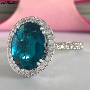 Elegantne Paabulind Kivi Solid Blue Multi-diamond Tsirkoon Ringi Pulmakleidid Lubadus kihlasormus